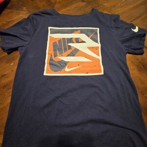 Nike Navy Graphic Logo T-Shirt with Orange Accent
